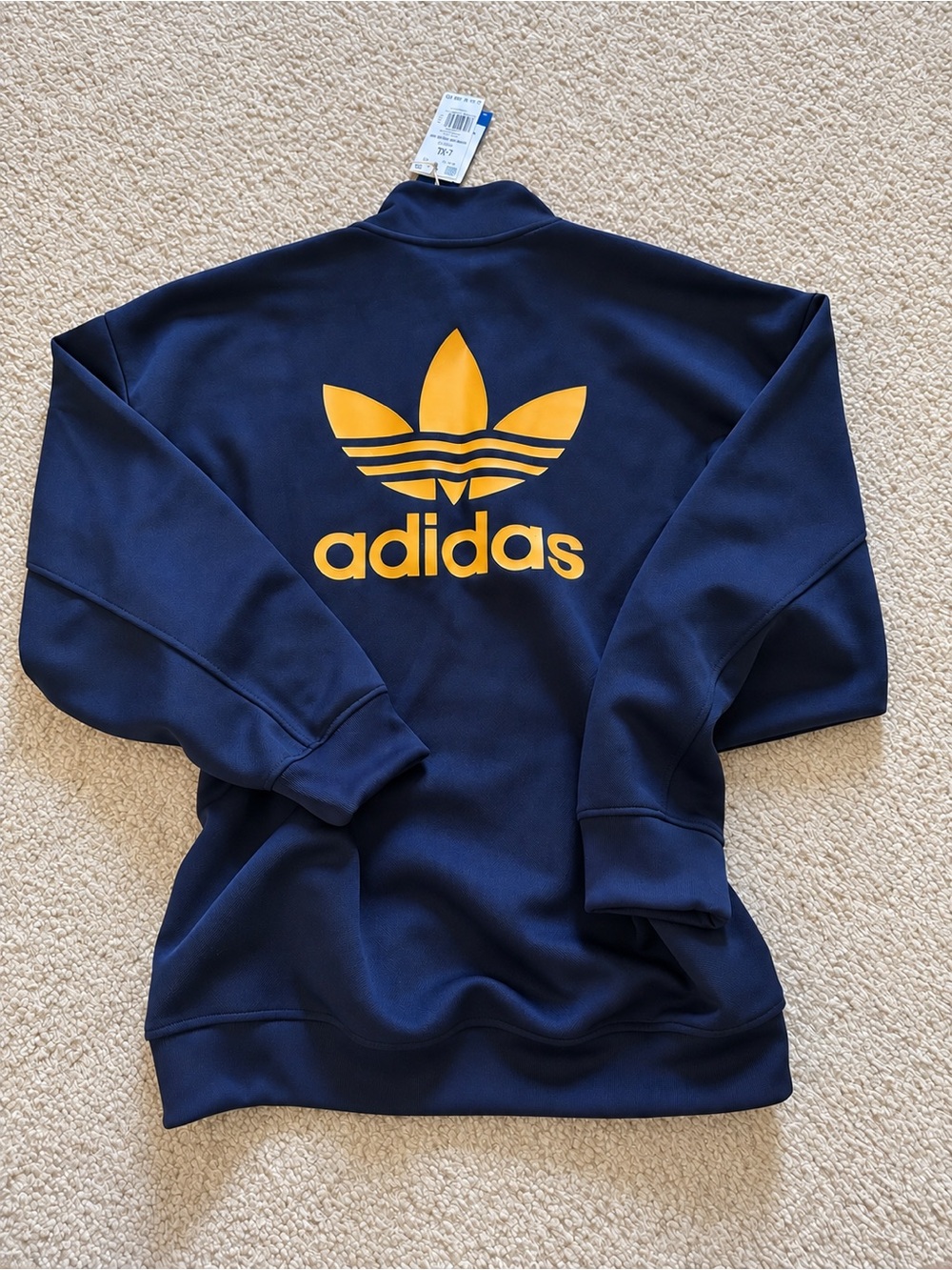 adidas Navy Windbreaker with Yellow Trefoil Logo